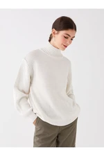 LC Waikiki Half Turtleneck Women's Knitwear Sweater with Straight Long Sleeves Oversize