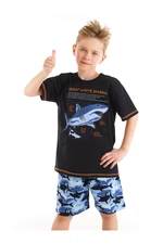 Mushi Shark Kamo Boys Black T-shirt Camouflage Shorts Set