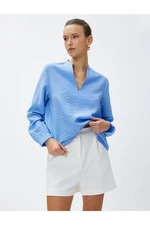 Koton Pearl Detailed Blouse, Crimped Collar