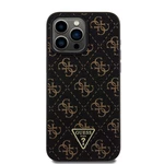 Zadní kryt Guess PU Leather 4G Triangle Metal Logo pro Apple iPhone 15 Pro Max, black