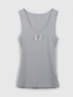 Women's grey ribbed tank top with GAP logo