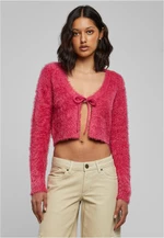 Women's sweater hibiskuspink knotted Cropped Feather Cardigan