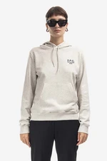 Bavlnená mikina A.P.C. Hoodie Manuela dámska, béžová farba, s kapucňou, s nášivkou, COEZD-F27760