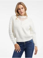 Women's cream sweater with lace ORSAY