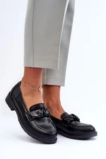 Leather loafers Flat heeled shoes black SBarski