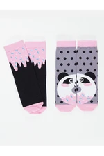 Denokids Panda & Crema Girl Socks Set of 2