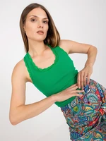 Basic green ribbed summer top RUE PARIS