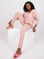 Two-piece cotton casual set dusty pink