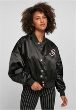 Women's Beginner Satin College Jacket Black