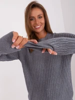 Dark grey classic sweater with cuffs