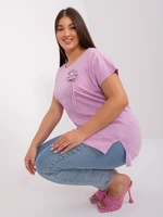 Light purple women's blouse plus size with hem