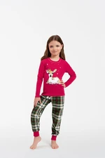 Girls' pyjamas Zonda, long sleeves, long legs - amaranth/print