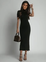 Black pencil turtleneck midi dress