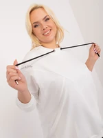 Plus size cotton ecru blouse with drawstrings