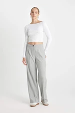 C6402AX/GR28 Defacto Women's Canvas Pants LT. GREY MELANGE