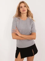 Grey classic sweater with a round neckline