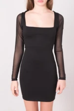 Black Short BSL Square Neck Dress