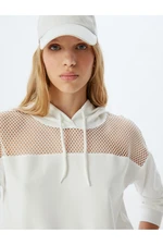 Koton Oversize Sweatshirt Hooded Mesh Detail Long Sleeve