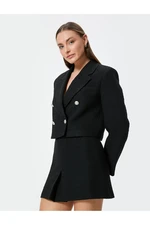 Koton Buttoned Short Double Breasted Tweed Blazer Jacket