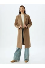 Koton Double Breasted Buttoned Long Stamp Coat