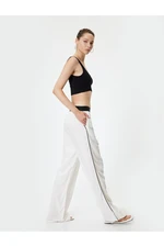 Koton Linen Blend Trousers Oversized Wide Leg Waist Elastic Pocket Piping