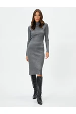 Koton Metallic Midi Knitwear Ribbed Normal Waist Skirt