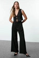 Trendyol Black Regular Front Tie Crop/Short Woven Vest