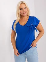 Plus size cobalt blue blouse with cuffs