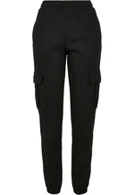 Women's Cargo Sweat High Waisted Trousers - Black