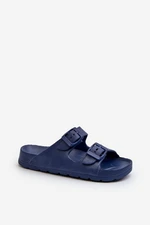 Lightweight Boys' Foam Slippers with Buckles Navy Blue Adirnaca