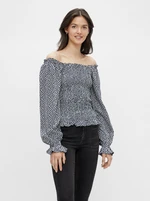 Dark Blue Floral Off-the-Shoulder Blouse Pieces Laoise - Women