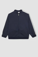 DEFACTO Boys College Collar Zippered Seasonal Light Thin Bomber Cardigan