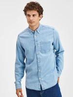 Modrá pánska rifľová košeľa denim shirt GAP