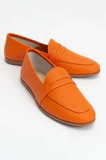 LuviShoes F05 Orange Skin Genuine Leather Women's Flats