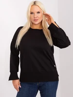 Black plus size sweatshirt with slits on the sleeves