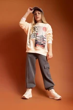 DEFACTO Girls Loose Fit Thick Cargo Pocket Elastic Waist and Leg Jogger Sweatpants