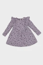 DEFACTO Baby Girl Floral Long Sleeve Ruffle Waffle Purple Dress