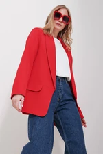 Trend Alaçatı Stili Women's Red Shawl Collar Lined Jacket