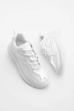 Marjin Women's Sneakers Patent Leather Detailed Thick Sole Sneakers Laresta White Patent Leather