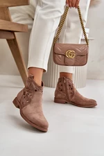 Women's lace ankle boots with zip brown S.Barski