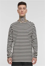 Men's T-shirt Regular Stripe LS - white/black