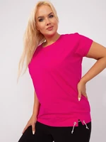 Plus-size fuchsia blouse with silver drawstring