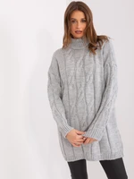 Gray knitted turtleneck dress