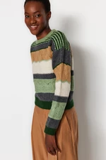 Trendyol Mint Soft Textured Color Block Knitwear Sweater