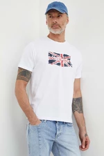 Bavlnené tričko Pepe Jeans Clag pánske, biela farba, s potlačou, PM509384
