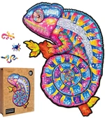 PUZZLER Dřevěné barevné puzzle Hypnotický chameleon