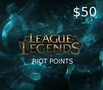 League of Legends 50 USD Prepaid RP Card LAS/LAN Server