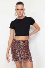 Trendyol Brown Leopard/Animal Patterned Tulle Mini Skirt