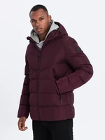 Burgundy Men's Quilted Winter Jacket Ombre Clothing