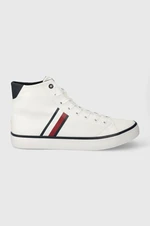 Kecky Tommy Hilfiger TH HI VULC STRIPES MESH pánské, bílá barva, FM0FM04948